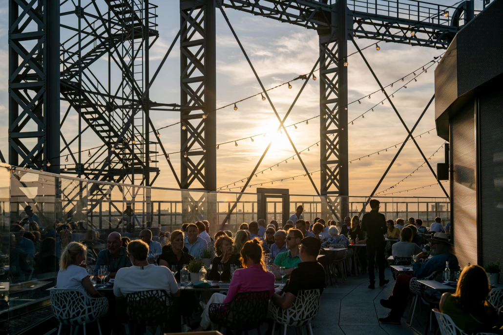 SKY rooftop bar at sunset